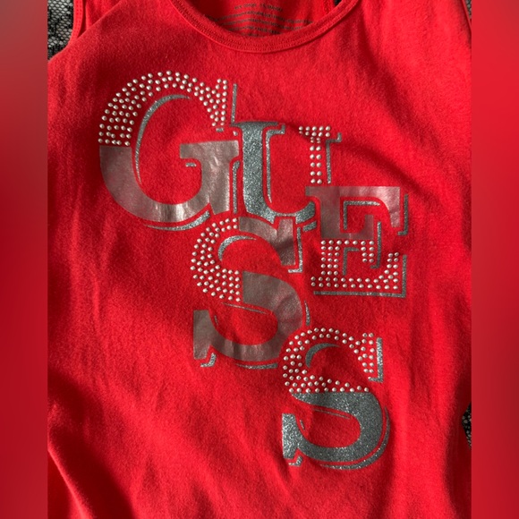 Guess Red Tank Top with Silver Lettering - Picture 4 of 6
